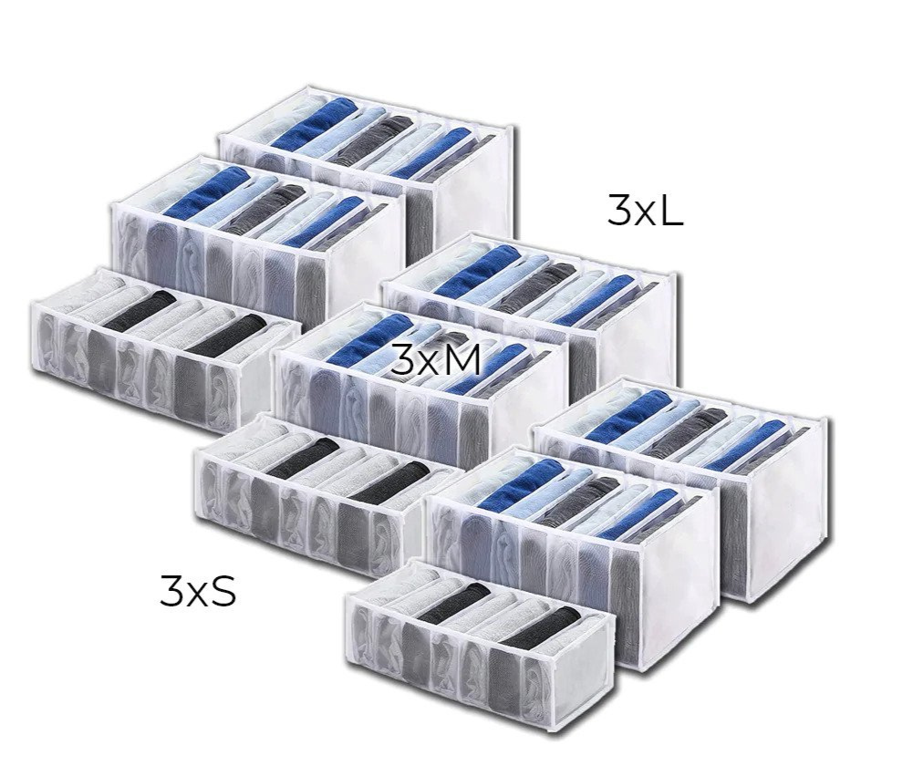 Κιτ κουτιών αποθήκευσης για να οργανώσετε τα συρτάρια σας (x3)