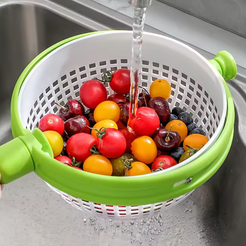Spinning and rotary dryer for fruits and vegetables 