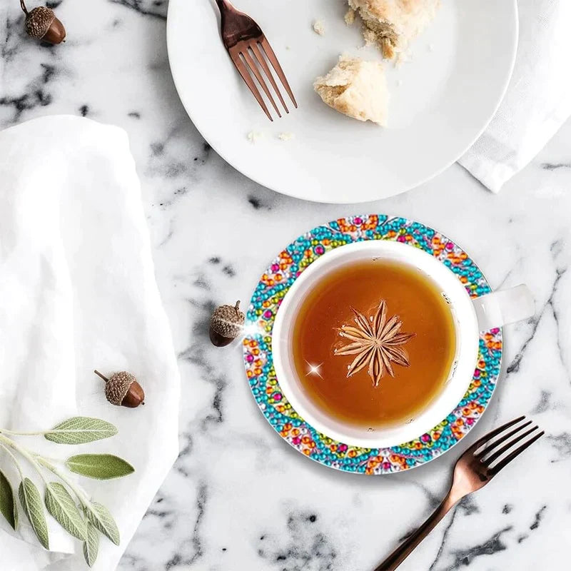 סט תחתיות כוסות DIY עם אבני חן 