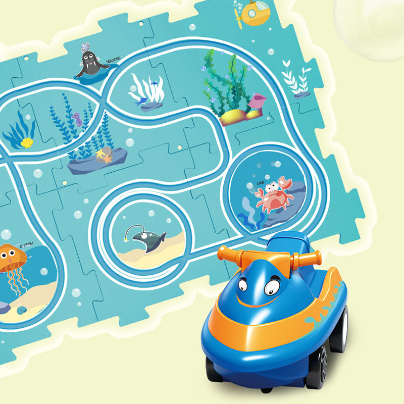 Utbildningscircuit-pussel med elfordon 