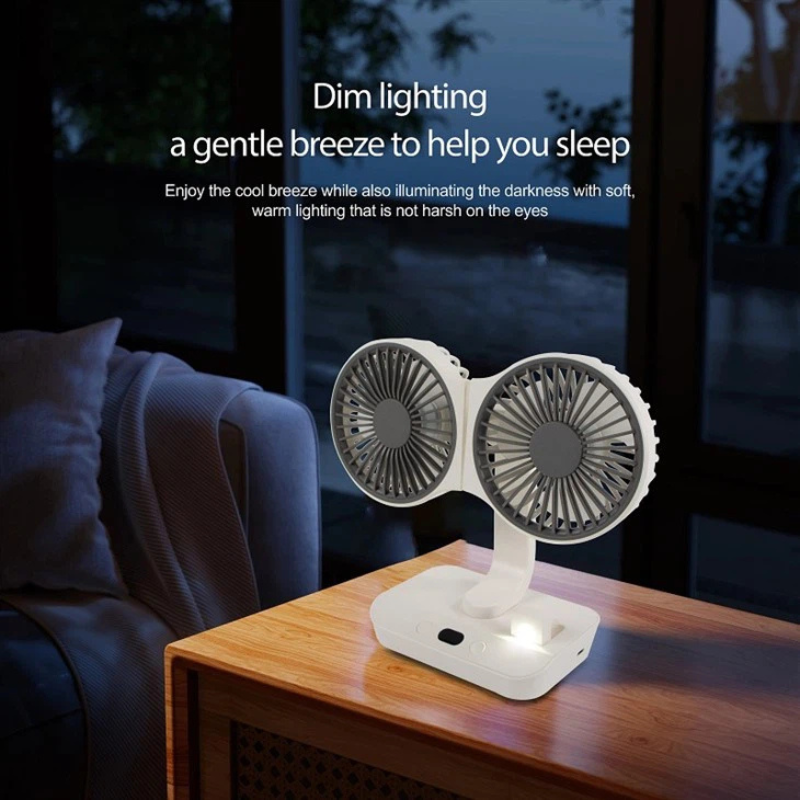 Ventilateur Double Tête Rechargeable Et Orientable