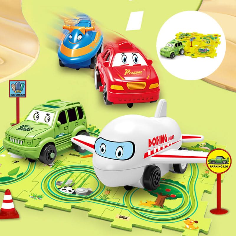 Vzdelávací obvodový puzzle s elektrickými vozidlami 