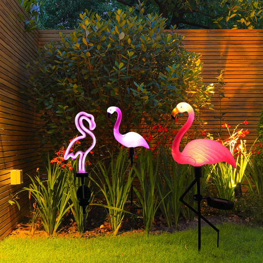 Luminous solar flamingo Różowy – Magic garden at night 