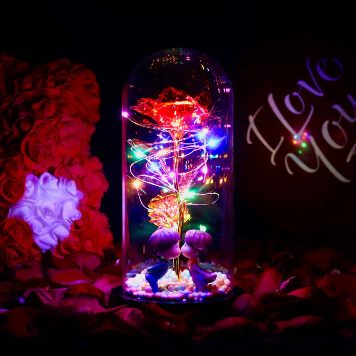 Rose sous Cloche – Élégance Lumineuse et Intemporelle