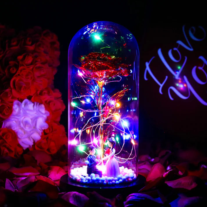 Rose sous Cloche – Élégance Lumineuse et Intemporelle